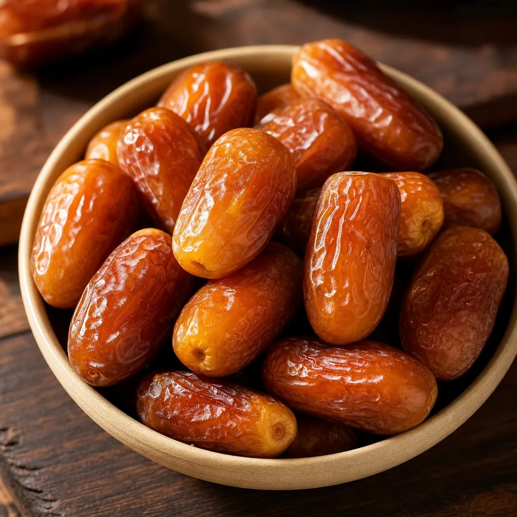 Close up kurma Khalas rasa karamel lembut asal UEA dan Arab Saudi dari Kurma Barari