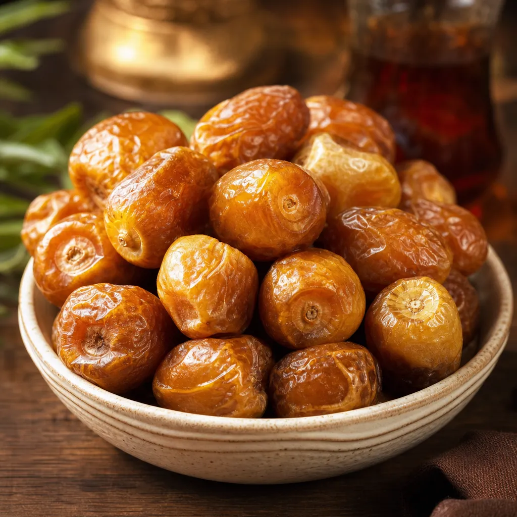 Close up kurma Sukkari manis lembut renyah asal Arab Saudi dari Kurma Barari